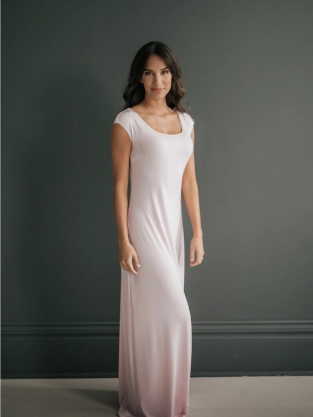 Vintage Gilead Cap Sleeve Long Slip Nightgown - Soft Pink small